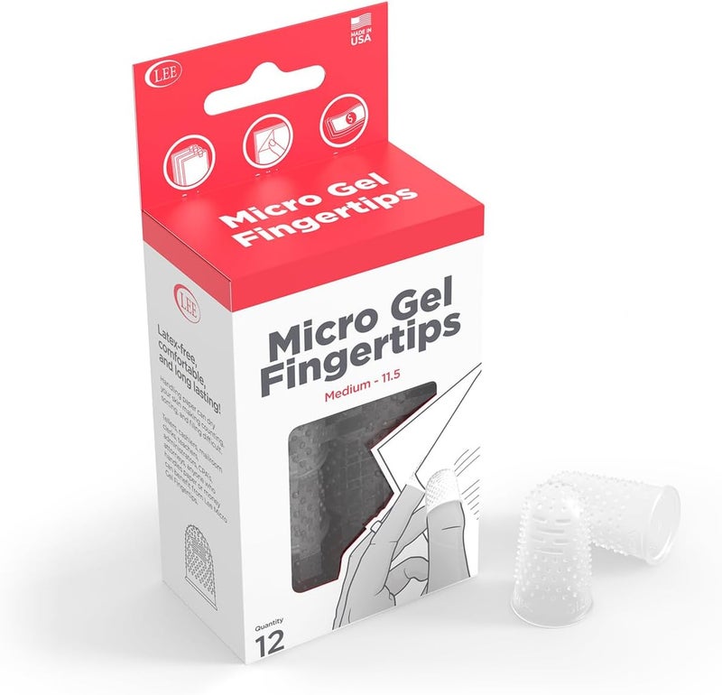 Sortkwik Lee Micro Gel Fingertips - Medium Size 11.50, 0.63" Diameter for Easier Paper Handling, Paper Cut Prevention, and Handling Hot Glue, Clear and Durable Fingertips, 12 Finger Protectors - Image 1